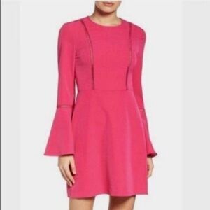 Charles Henry Bell Sleeve Mini Dress in Barbie Pink Medium